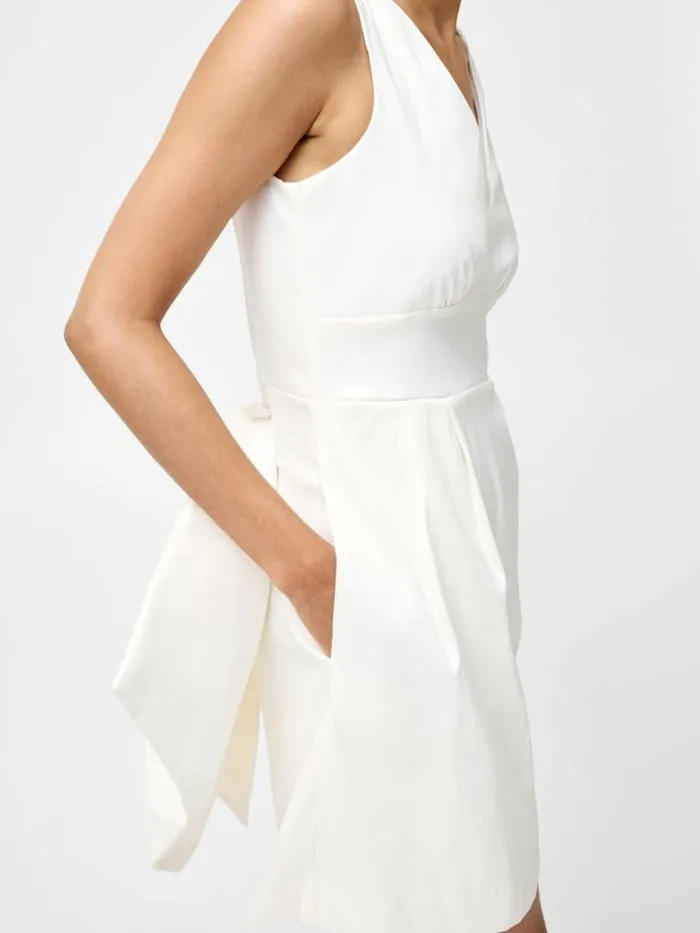 French Connection Carey Satin Sleeveless Bow Mini Dress Summer White Women Dresses