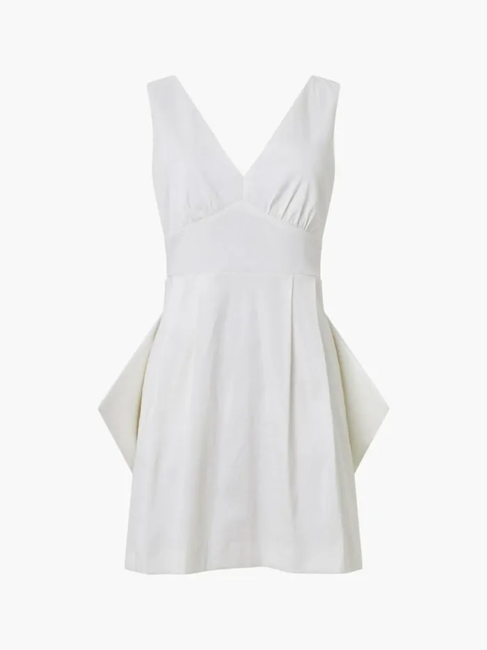 French Connection Carey Satin Sleeveless Bow Mini Dress Summer White Women Dresses