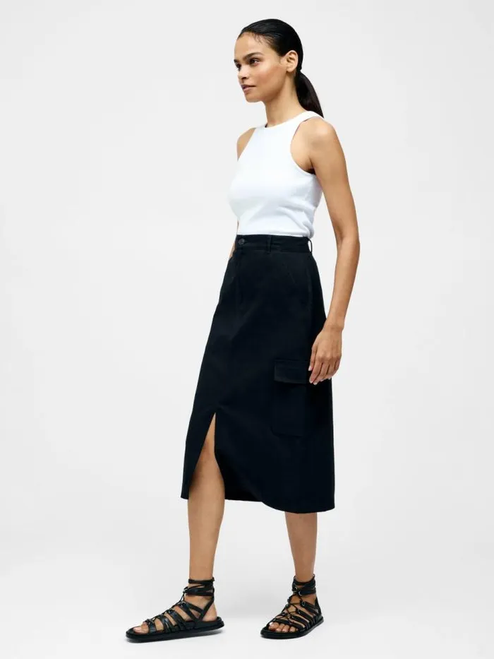 French Connection Cargo Midi Skirt Black Women Skirts