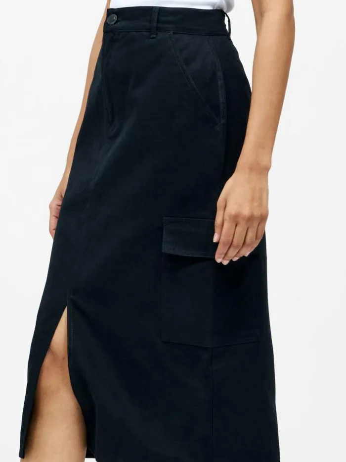 French Connection Cargo Midi Skirt Black Women Skirts