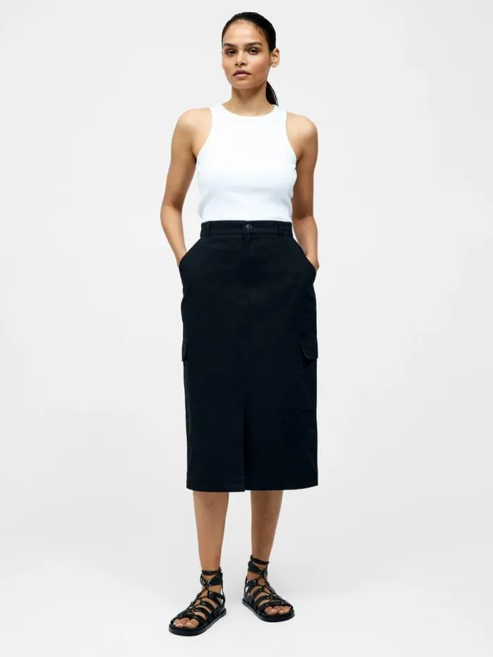 French Connection Cargo Midi Skirt Black Women Skirts