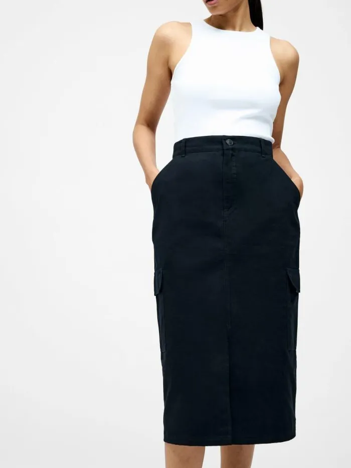 French Connection Cargo Midi Skirt Black Women Skirts