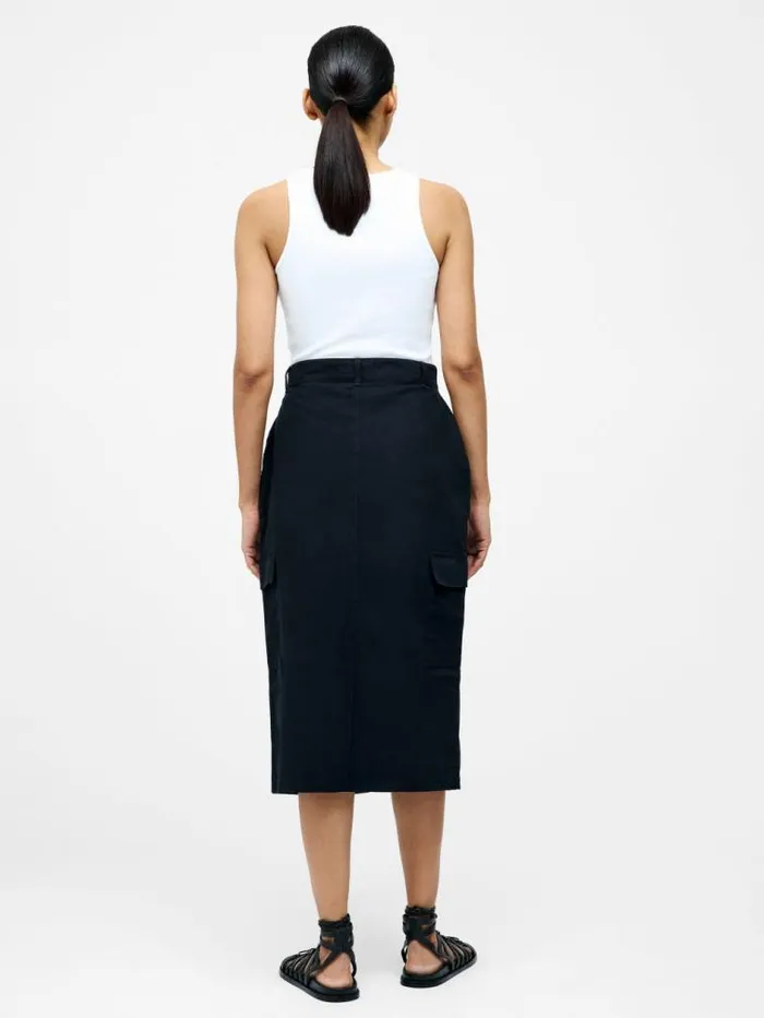 French Connection Cargo Midi Skirt Black Women Skirts