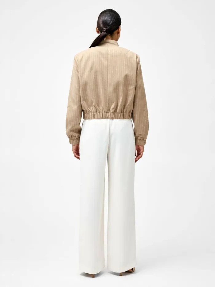 French Connection Caspian Tailored Bomber Jacket Camel Stripe Women Coats and Jackets