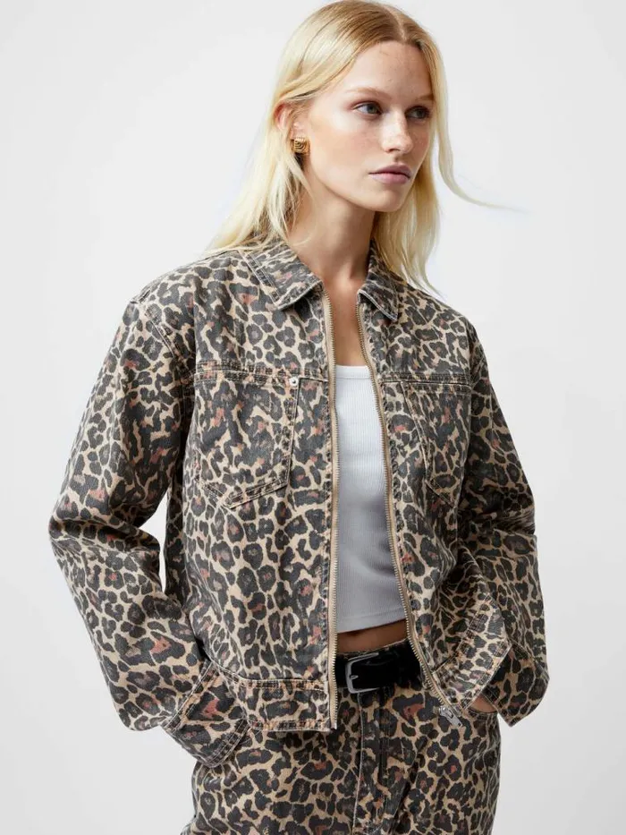 French Connection Charlie Leopard Print Denim Jacket Leopard Sand Multi Women Coats and Jackets French Connection Charlie Leopard Print Denim Jacket Leopard Sand Multi Women Coats and Jackets