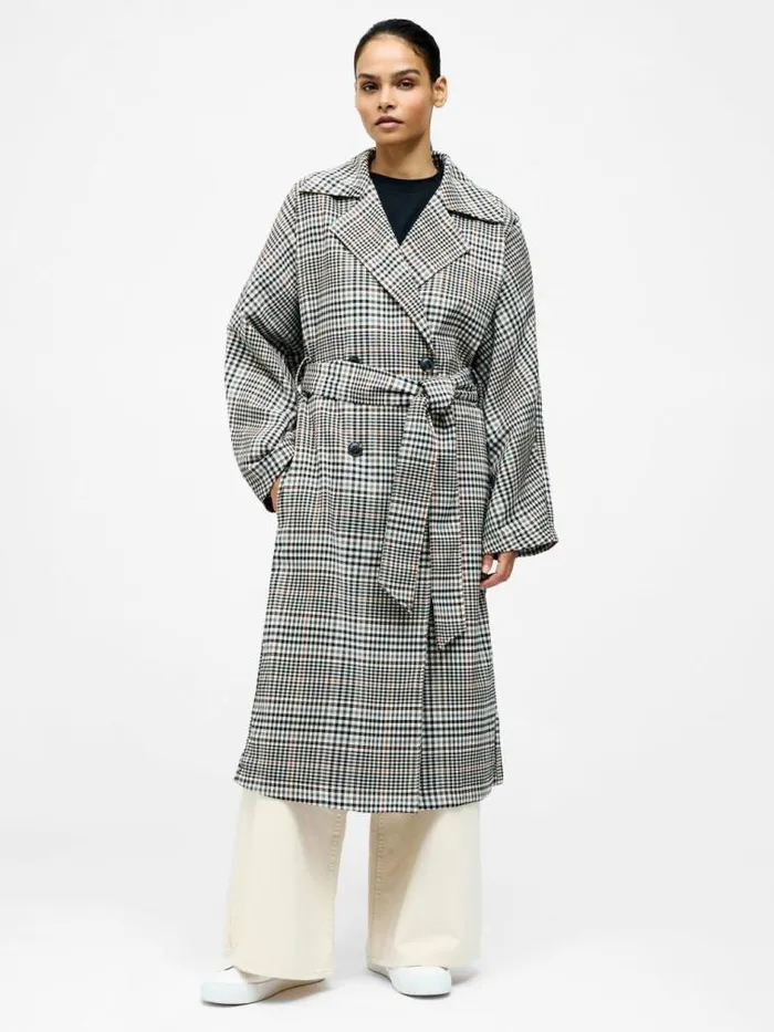 French Connection Check Trench Coat Multi Women Coats and Jackets