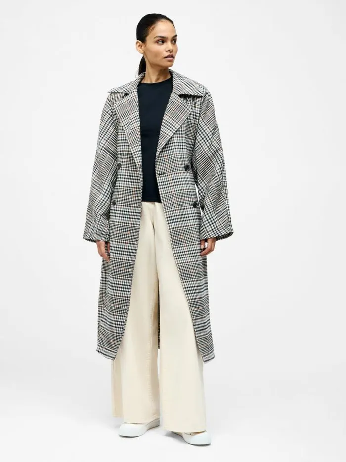 French Connection Check Trench Coat Multi Women Coats and Jackets