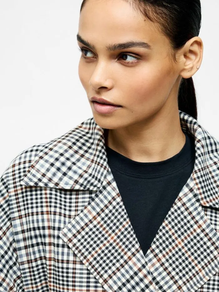 French Connection Check Trench Coat Multi Women Coats and Jackets