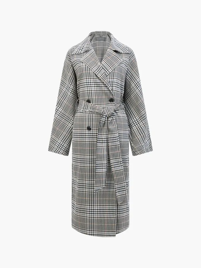 French Connection Check Trench Coat Multi Women Coats and Jackets