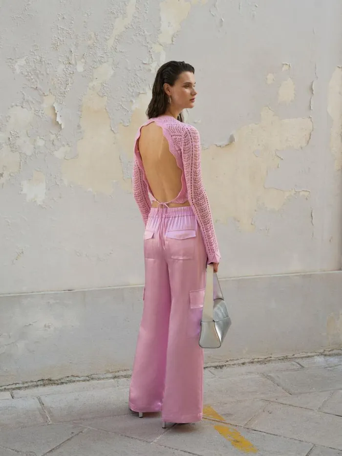 French Connection Chloetta Recycled Cargo Trousers Strawberry Shake Women Trousers