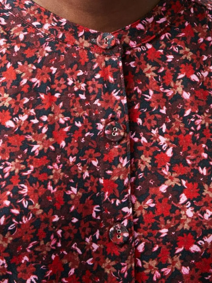 French Connection Clara Henley Jersey Floral Shirt Dress Blackout Multi Women Dresses