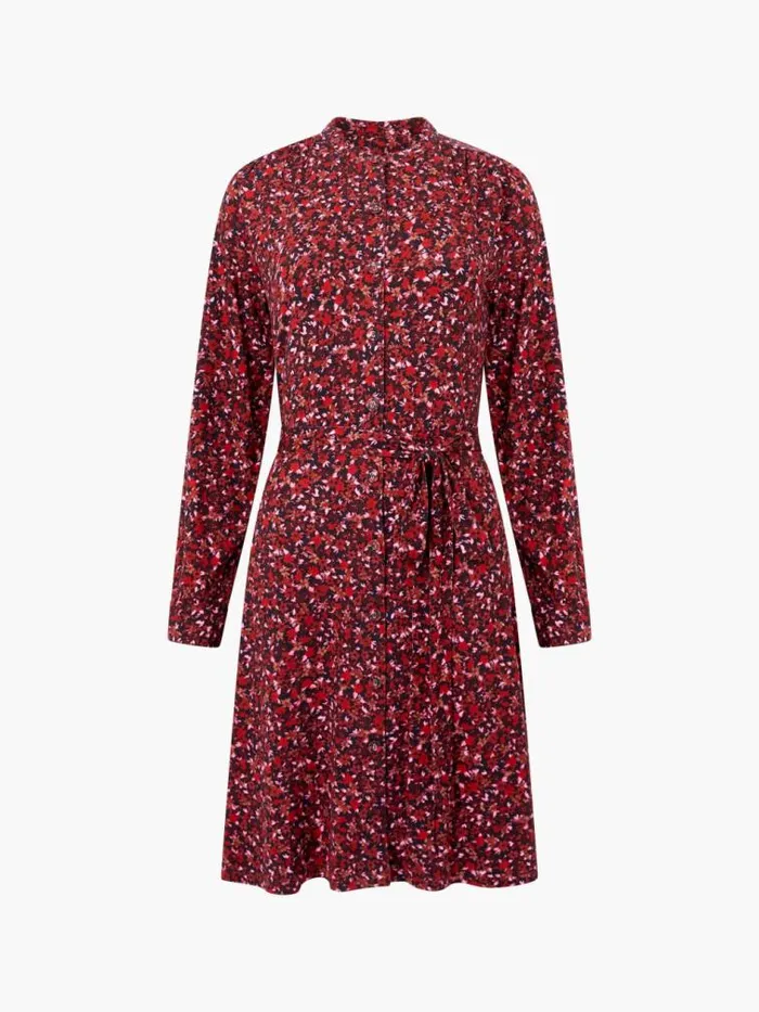 French Connection Clara Henley Jersey Floral Shirt Dress Blackout Multi Women Dresses