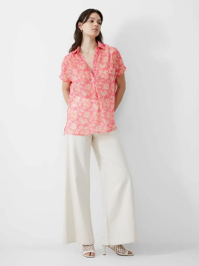 French Connection Cosette Popover Shirt Camellia Women Tops