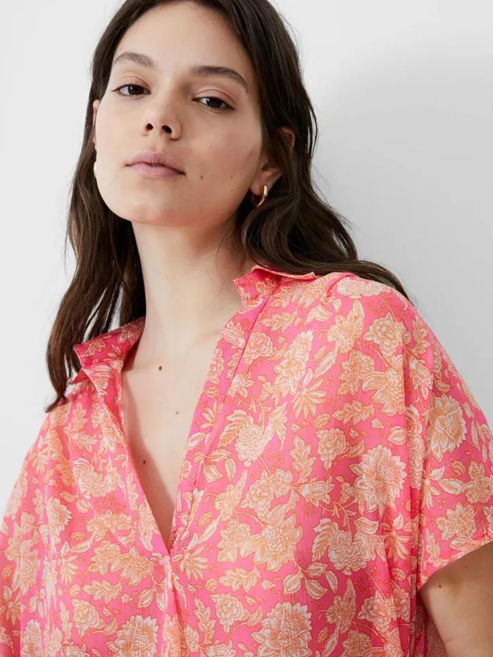 French Connection Cosette Popover Shirt Camellia Women Tops
