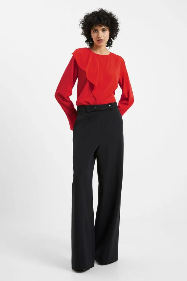 French Connection Crepe Light Recycled Asymmetric Frill Shirt Warm Red Women Tops French Connection Crepe Light Recycled Asymmetric Frill Shirt Warm Red Women Tops