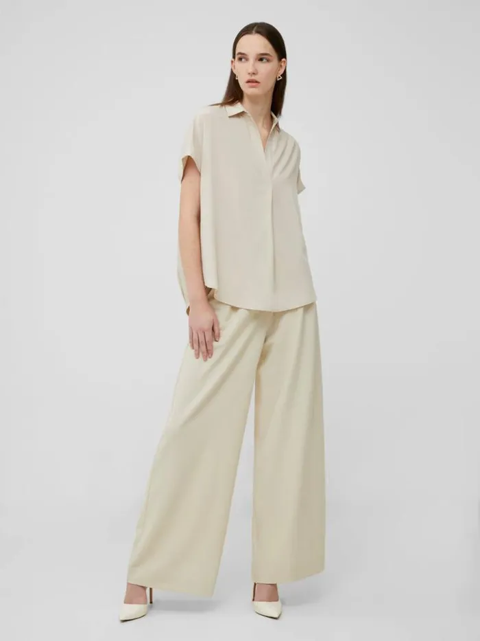 French Connection Crepe Light Recycled Popover Shirt Silver Lining Women Tops