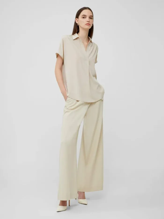 French Connection Crepe Light Recycled Popover Shirt Silver Lining Women Tops