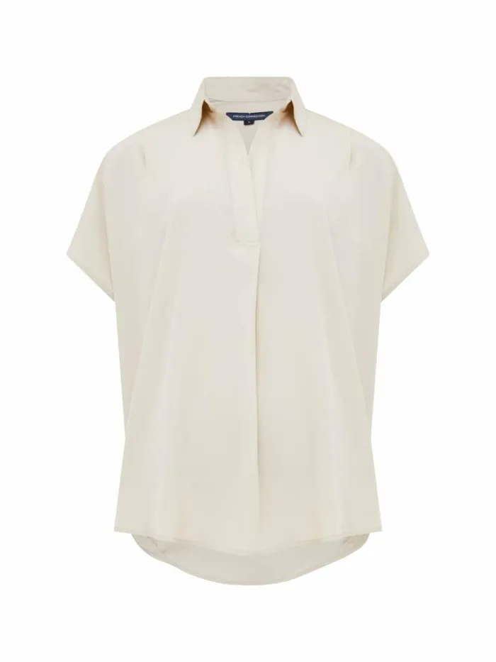 French Connection Crepe Light Recycled Popover Shirt Silver Lining Women Tops