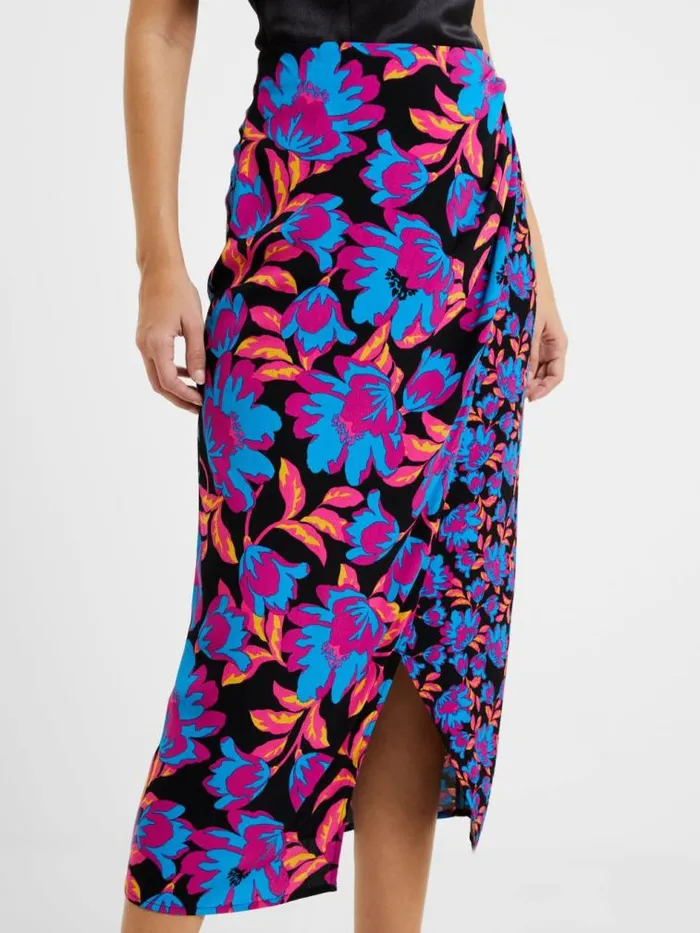 French Connection Darla Eco Anita Midi Skirt Black Multi Women Skirts