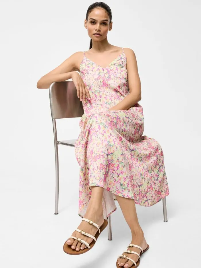 French Connection Donna Hammered Satin Asymmetric Dress Strawberry Shake Women Dresses