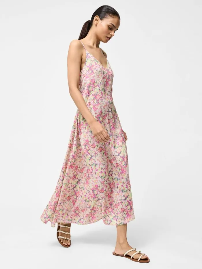 French Connection Donna Hammered Satin Asymmetric Dress Strawberry Shake Women Dresses