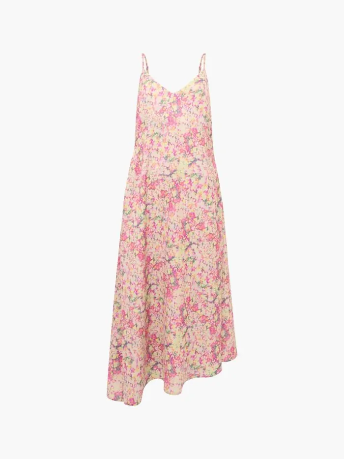 French Connection Donna Hammered Satin Asymmetric Dress Strawberry Shake Women Dresses