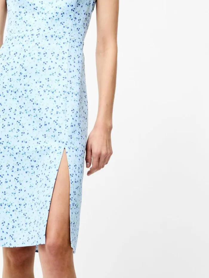 French Connection Echo Crepe Strappy Midi Dress Icy Blue Multi Women Dresses
