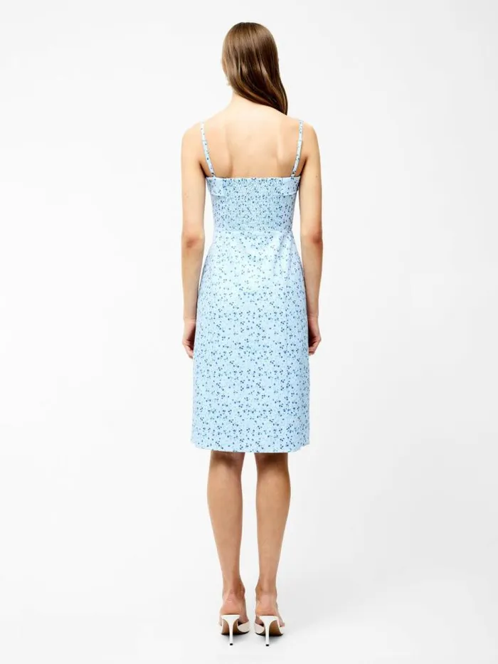 French Connection Echo Crepe Strappy Midi Dress Icy Blue Multi Women Dresses