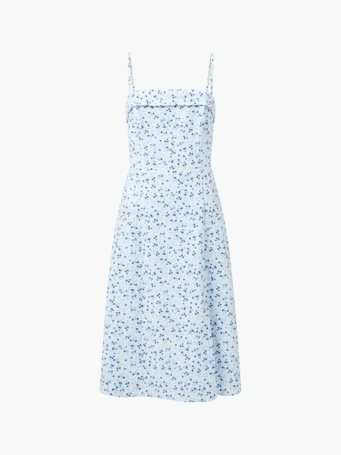 French Connection Echo Crepe Strappy Midi Dress Icy Blue Multi Women Dresses