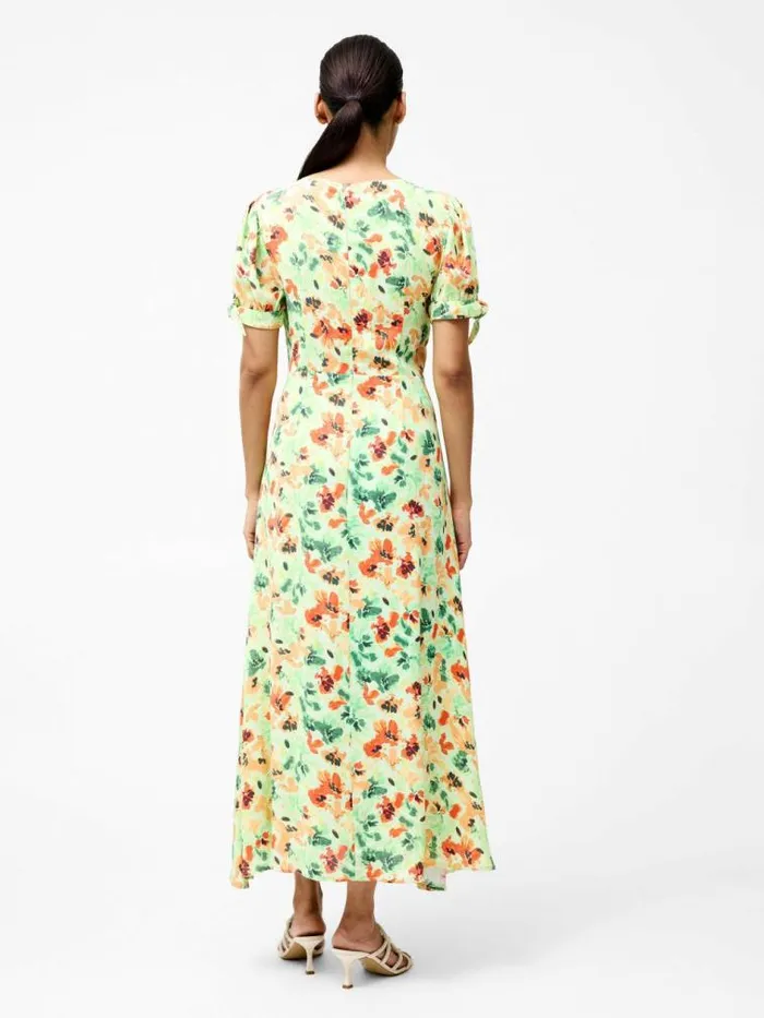 French Connection Eve Crepe Scoop Neck Midi Dress Apple Green Multi Women Dresses