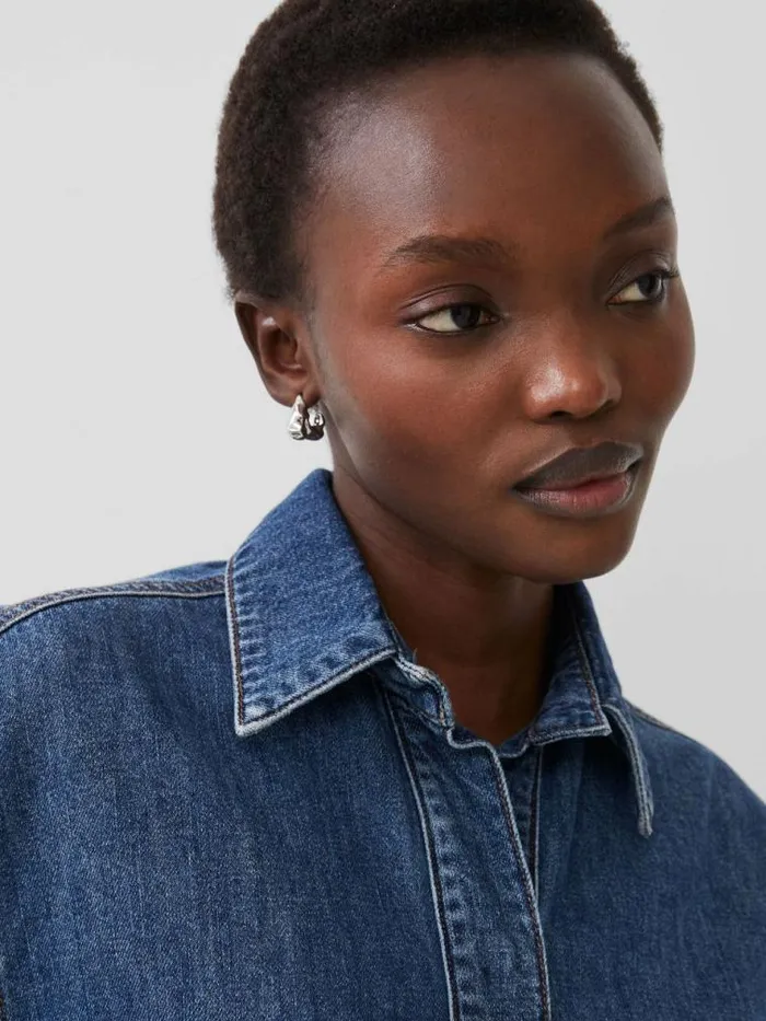 French Connection Finley Denim Short Sleeve Shirt Vintage Women Tops