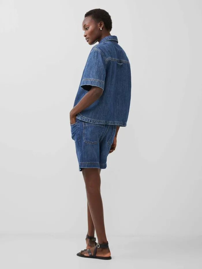 French Connection Finley Denim Short Sleeve Shirt Vintage Women Tops