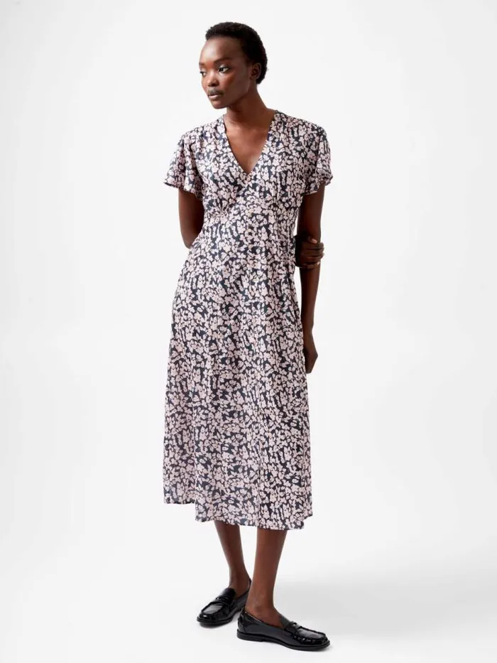 French Connection Fleure Tea Dress Navypink Women Dresses