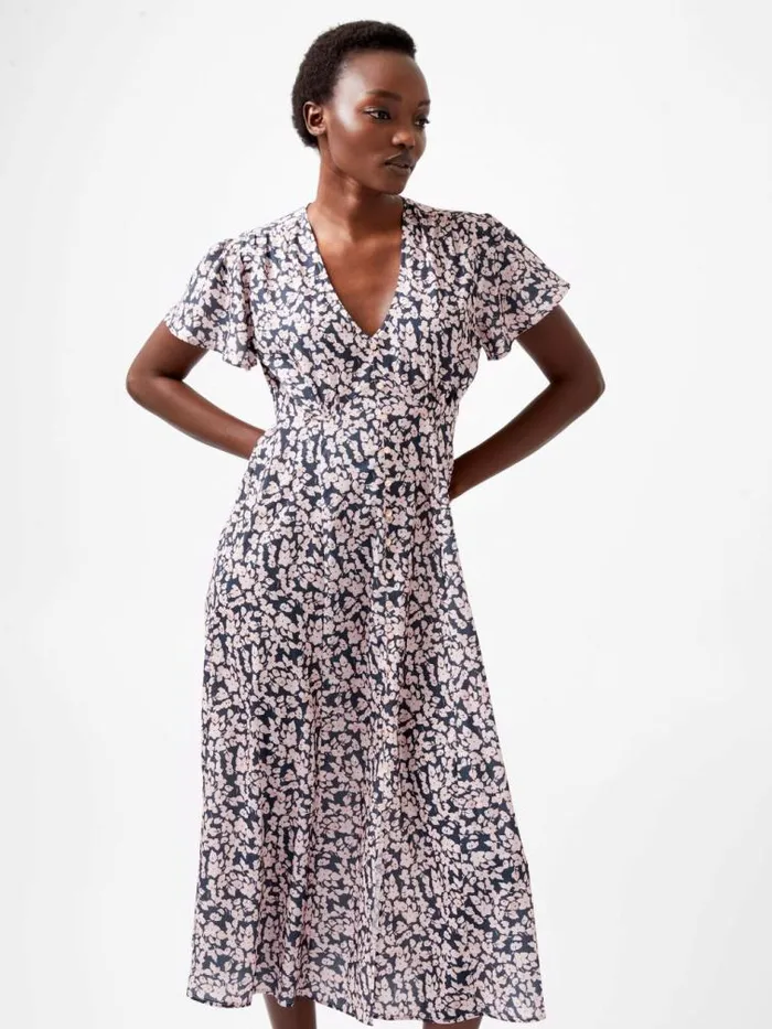 French Connection Fleure Tea Dress Navypink Women Dresses
