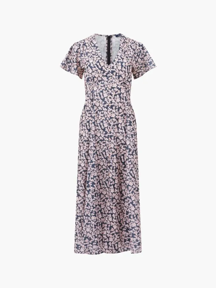 French Connection Fleure Tea Dress Navypink Women Dresses