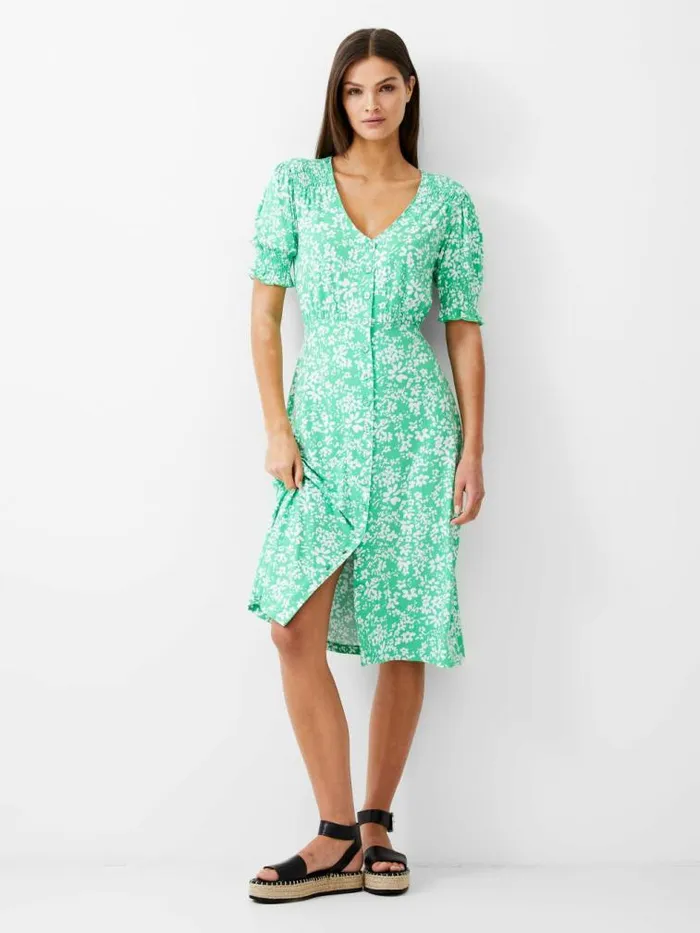 French Connection Florale ButtonThrough Midi Dress Poise Greenwhite Women Dresses French Connection Florale ButtonThrough Midi Dress Poise Greenwhite Women Dresses