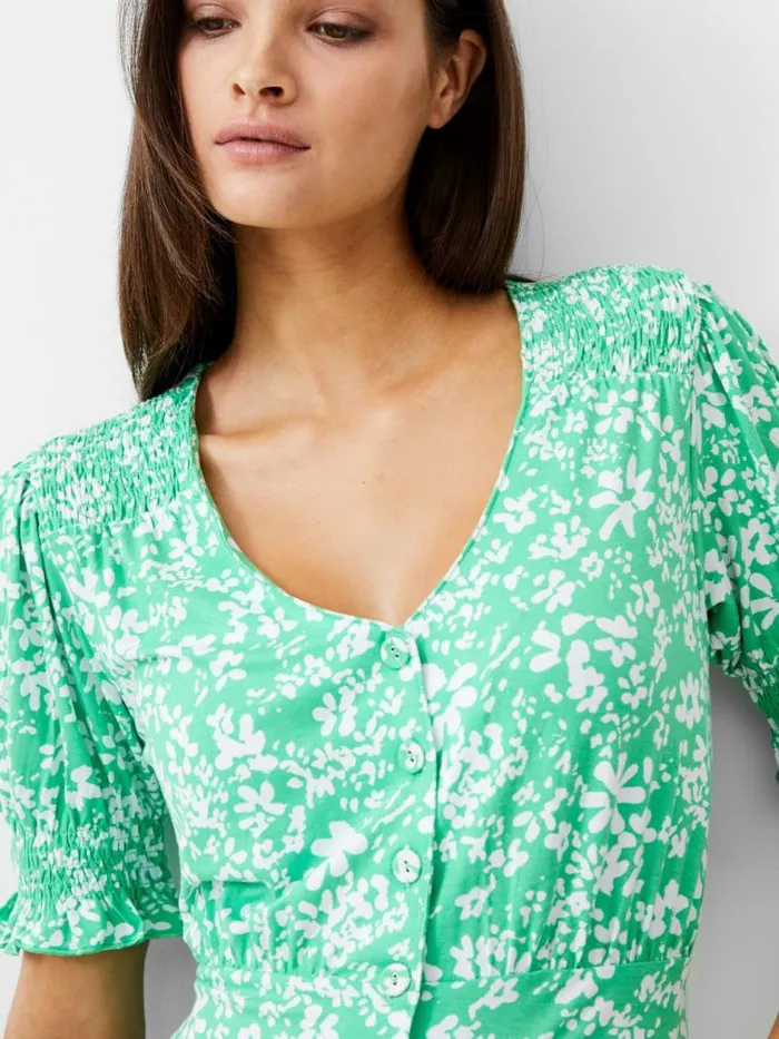 French Connection Florale ButtonThrough Midi Dress Poise Greenwhite Women Dresses