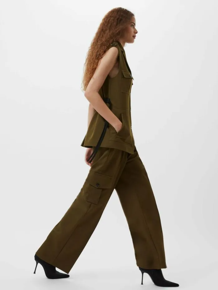 French Connection Florence Twill Waistcoat Khaki Women Tops