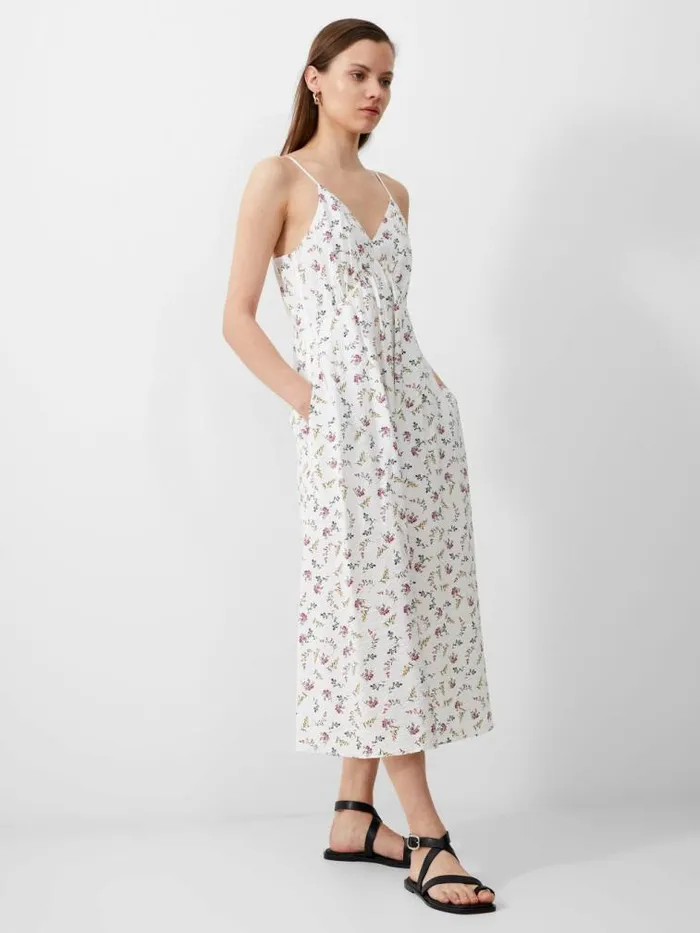 French Connection Floriana Faron Drape Sundress Summer White Multi Women Dresses French Connection Floriana Faron Drape Sundress Summer White Multi Women Dresses