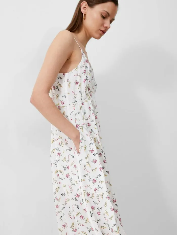 French Connection Floriana Faron Drape Sundress Summer White Multi Women Dresses