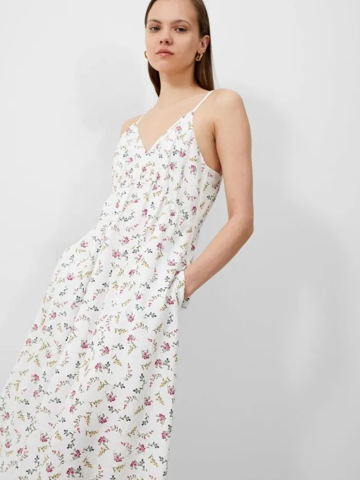 French Connection Floriana Faron Drape Sundress Summer White Multi Women Dresses