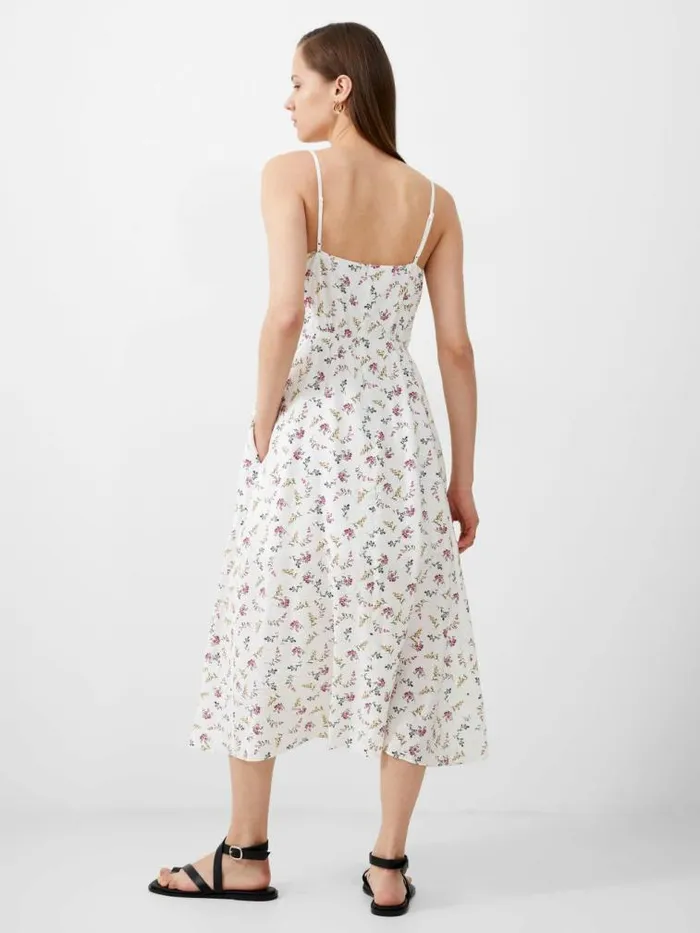 French Connection Floriana Faron Drape Sundress Summer White Multi Women Dresses
