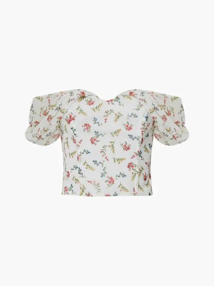 French Connection Floriana Hallie Crinkle Bardot Top Summer White Women Tops