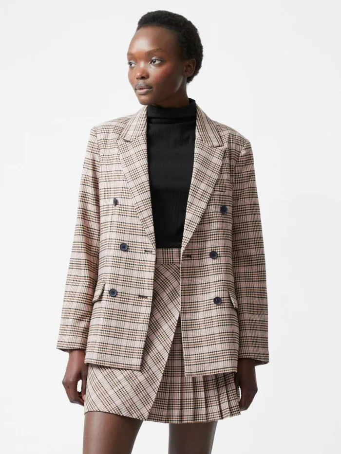 French Connection Gina Check Blazer Pink Check Women Coats and Jackets