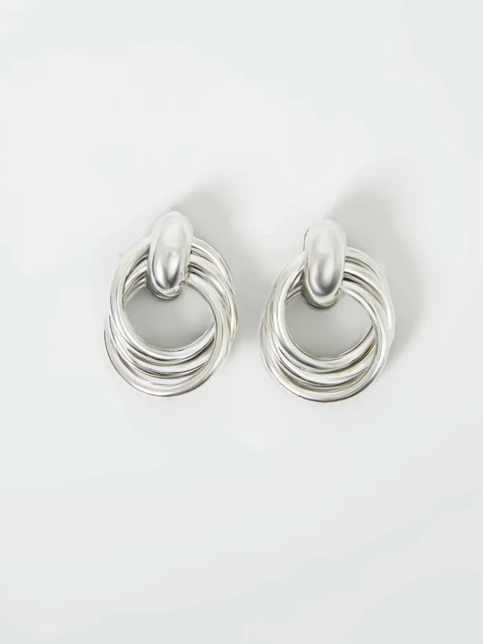 French Connection Interlocking Metal Knot Earrings Rhodium Women Jewellery