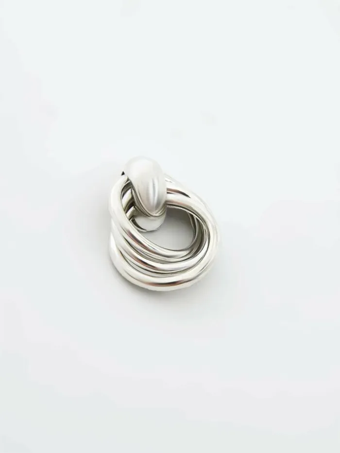 French Connection Interlocking Metal Knot Earrings Rhodium Women Jewellery