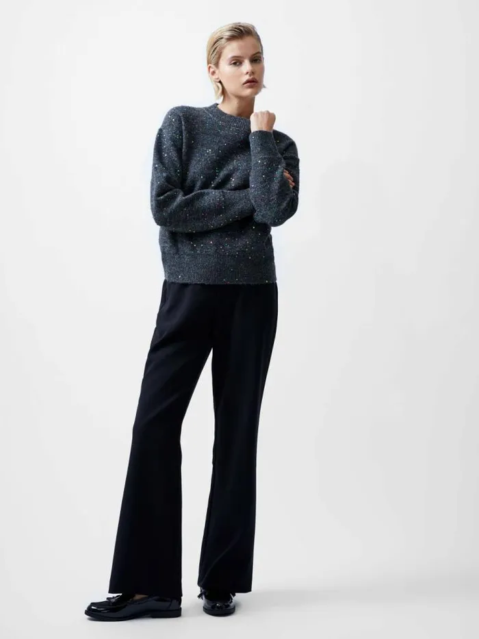 French Connection Janet Sequins Soft Jumper Grey Women Jumpers and Cardigans