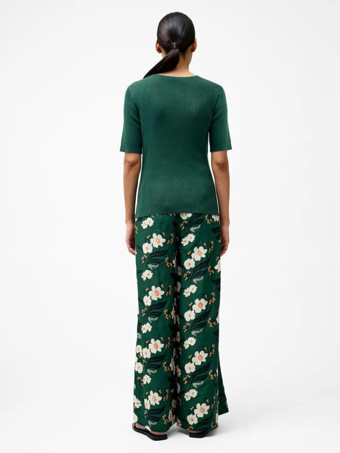 French Connection Jayna Ribbed Ring Top Jade Green Women Tops