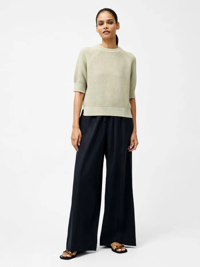 French Connection Lily Crew Neck Short Sleeve Jumper Pistachio Green Women Jumpers and Cardigans
