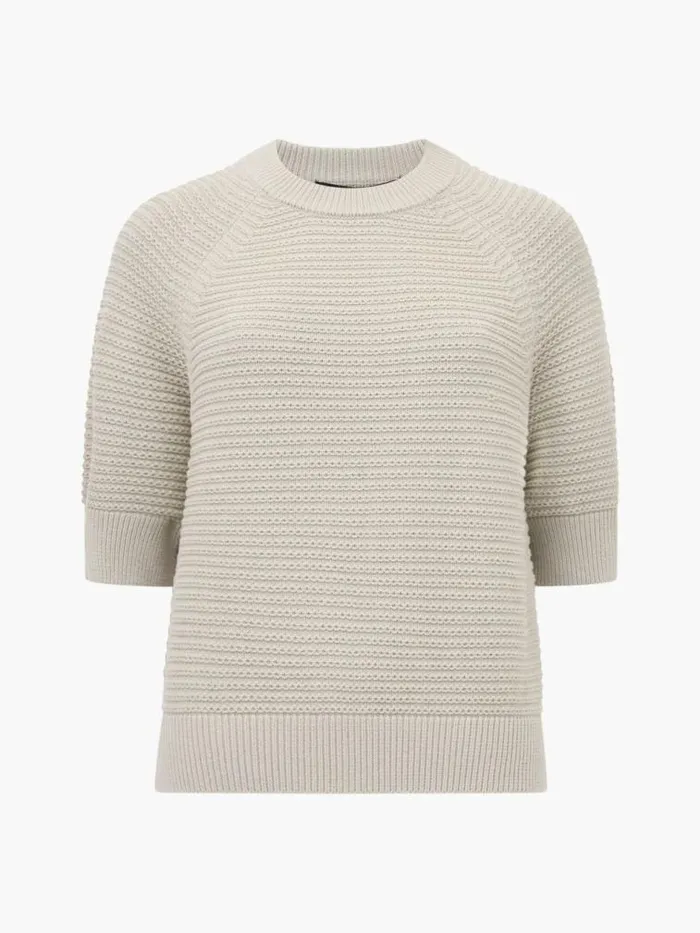French Connection Lily Crew Neck Short Sleeve Jumper Pistachio Green Women Jumpers and Cardigans